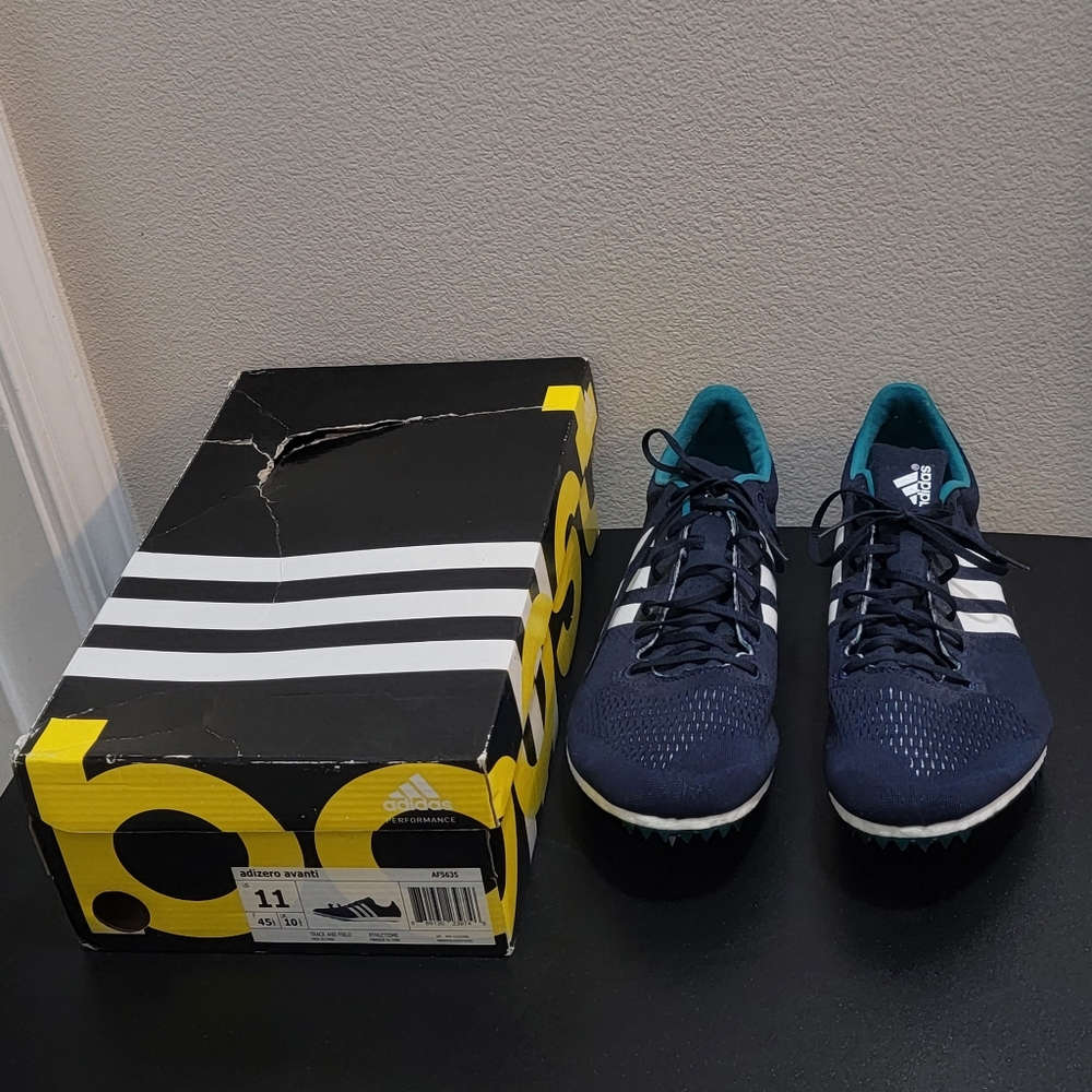 New Adidas‎ Adizero Avanti Blue Track & Field Cleats AF5635 + Tool Men's 11 Read
